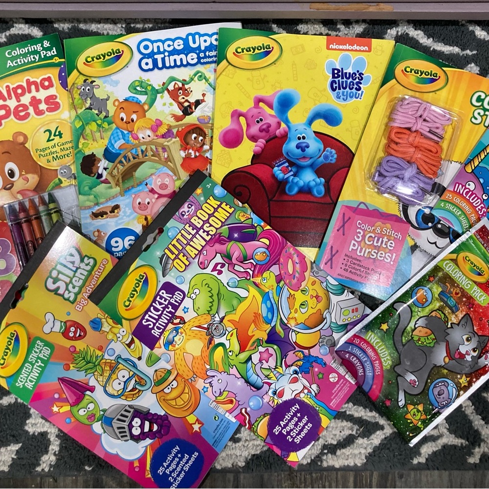 7 Crayola coloring books/activity books/stickers etc blues clues
